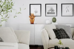 By Rydéns Tischlampe Rauchglas Metall 40,6 cm hoch E27 Vintage Design* Wohnzimmerlampen|Metall Lampen