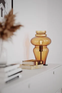 By Rydéns Tischlampe Rauchglas Metall 40,6 cm hoch E27 Vintage Design* Wohnzimmerlampen|Metall Lampen