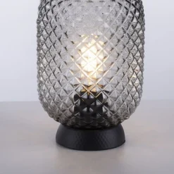 Best Just Light Tischlampe Rauchgrau Schwarz Glas Metall 22,5 cm E27