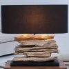 Invicta Interior Tischlampe RIVER Treibholz Leinen Handarbeit Unikat* Tischlampen|Schlafzimmer Lampen