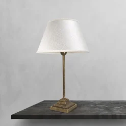 Giovanni Battista Tischlampe Rustikal 43,5 cm Messing Stoff E14 ELENA* Tischlampen|Schlafzimmer Lampen