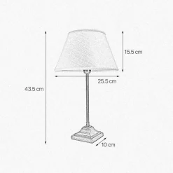 Giovanni Battista Tischlampe Rustikal 43,5 cm Messing Stoff E14 ELENA* Tischlampen|Schlafzimmer Lampen