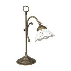 Sale Giovanni Battista Tischlampe Rustikal H: 36 cm schwenkbar E14 Keramik Messing