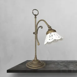 Sale Giovanni Battista Tischlampe Rustikal H: 36 cm schwenkbar E14 Keramik Messing