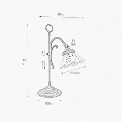 Sale Giovanni Battista Tischlampe Rustikal H: 36 cm schwenkbar E14 Keramik Messing