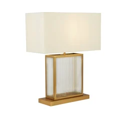 Clearance Searchlight Tischlampe Samtschirm H: 53 cm E27 in Messing Weiß