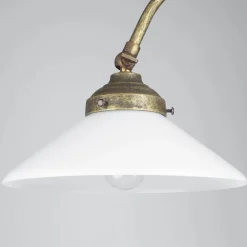 Clearance Giovanni Battista Tischlampe Schreibtisch aus Messing Glas 49 cm E14 in Antik