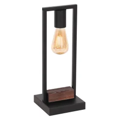 Luminex Tischlampe Schwarz Braun 42 cm Metall Holz für E27* Wohnzimmerlampen