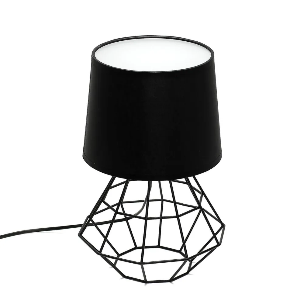 TK Lighting Tischlampe Schwarz E27 Metall Stoff 34 cm* Designerlampen|Moderne Lampen