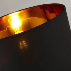 Searchlight Tischlampe Schwarz Gold 58 cm hoch E27 Metall Stoff* Schlafzimmer Lampen|Stofflampen