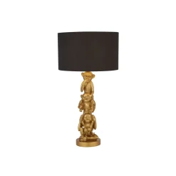 Searchlight Tischlampe Schwarz Gold 51,5 cm hoch E27 Stoff Resin Affen* Stofflampen|Schlafzimmer Lampen