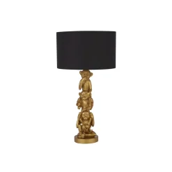 Searchlight Tischlampe Schwarz Gold 51,5 cm hoch E27 Stoff Resin Affen* Stofflampen|Schlafzimmer Lampen