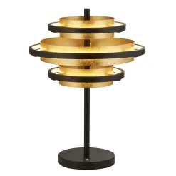 Sale Searchlight Tischlampe Schwarz Gold H: 43,5 cm Ø 32 cm rund Metall