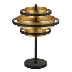 Sale Searchlight Tischlampe Schwarz Gold H: 43,5 cm Ø 32 cm rund Metall