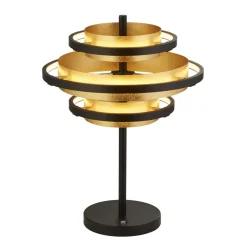 Sale Searchlight Tischlampe Schwarz Gold H: 43,5 cm Ø 32 cm rund Metall
