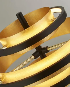 Sale Searchlight Tischlampe Schwarz Gold H: 43,5 cm Ø 32 cm rund Metall