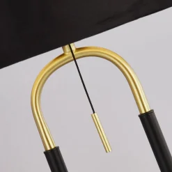 Searchlight Tischlampe Schwarz Messing E27 63 cm hoch Stoff Metall* Schlafzimmer Lampen|Stofflampen