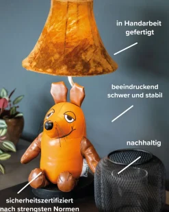 Happy Lamps Tischlampe Sendung mit der Maus 52 cm vegan Kunstleder LED*Kinder Wohnzimmerlampen|Kinderzimmerlampen