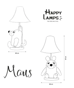 Happy Lamps Tischlampe Sendung mit der Maus 52 cm vegan Kunstleder LED*Kinder Wohnzimmerlampen|Kinderzimmerlampen