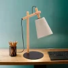 TK Lighting Tischlampe Skandinavisch Holz Leinen 46 cm E27* Schreibtischlampen|Lampen Aus Aller Welt