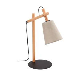 TK Lighting Tischlampe Skandinavisch Holz Leinen 46 cm E27* Schreibtischlampen|Lampen Aus Aller Welt