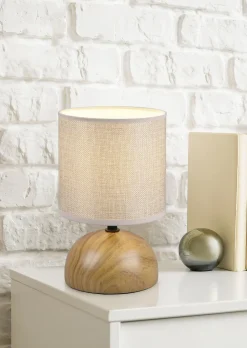 Trio Reality Tischlampe Stoff blendarm Keramik E14 23 cm Natur Beige* Wohnzimmerlampen|Stofflampen