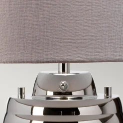 Elstead Tischlampe Stoff Glas 64,3 cm beleuchteter Fuß mit LED GU10* Schlafzimmer Lampen|Metall Lampen