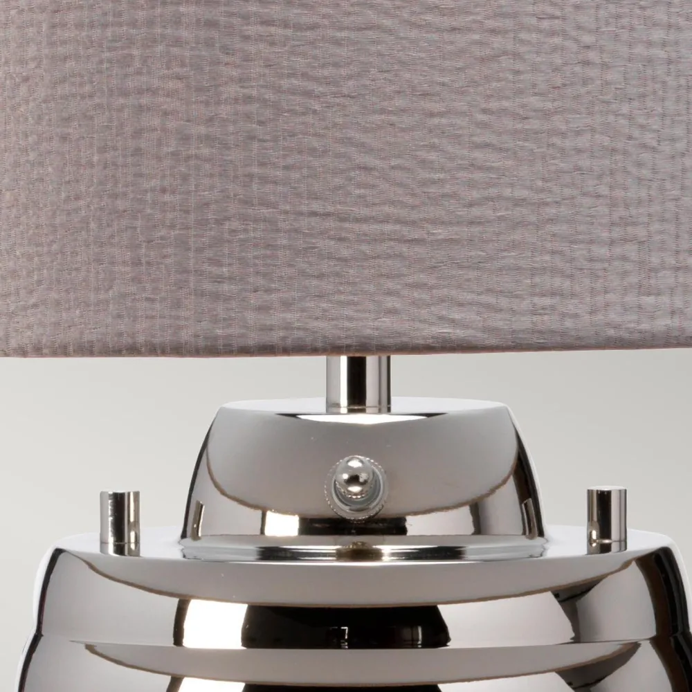 Elstead Tischlampe Stoff Glas 64,3 cm beleuchteter Fuß mit LED GU10* Schlafzimmer Lampen|Metall Lampen