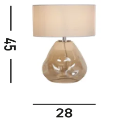 Searchlight Tischlampe Stoff Glas blendarm 44,5 cm Champagner Weiß* Wohnzimmerlampen|Glaslampen