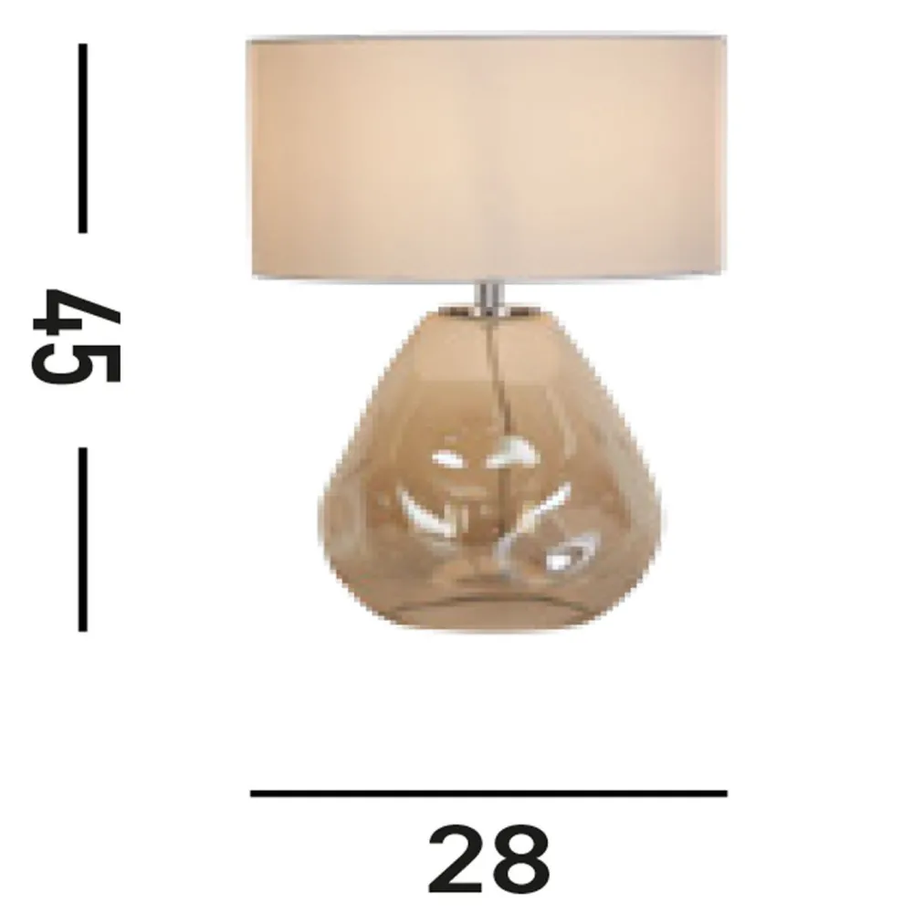 Searchlight Tischlampe Stoff Glas blendarm 44,5 cm Champagner Weiß* Wohnzimmerlampen|Glaslampen