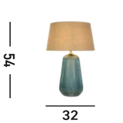 Searchlight Tischlampe Stoff Glas E27 37 cm Blau Natur wohnlich* Wohnzimmerlampen|Glaslampen