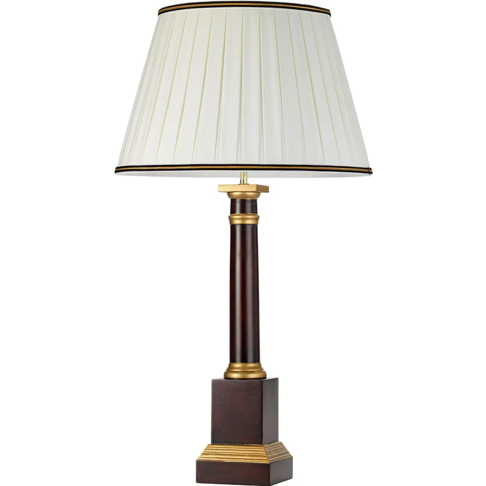 Elstead Tischlampe Stoff Holz 83 cm hoch E27 in Rostbraun Creme* Tischlampen|Schlafzimmer Lampen