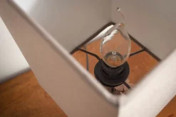 Clearance Invicta Interior Tischlampe Stoff Holz blendarm E14 45 cm in Natur Braun