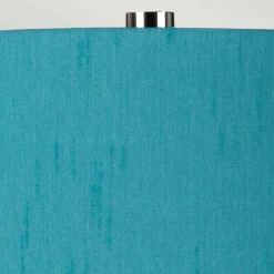 Elstead Tischlampe Stoff Keramik 64 cm E27 Weiß Petrol Retro* Tischlampen|Schlafzimmer Lampen