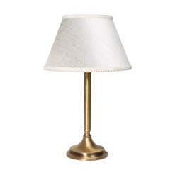 Giovanni Battista Tischlampe Stoff Messing 32,5 cm in Bronze Weiß E14* Tischlampen|Schlafzimmer Lampen