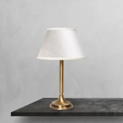 Giovanni Battista Tischlampe Stoff Messing 32,5 cm in Bronze Weiß E14* Tischlampen|Schlafzimmer Lampen