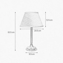 Giovanni Battista Tischlampe Stoff Messing 32,5 cm in Bronze Weiß E14* Tischlampen|Schlafzimmer Lampen