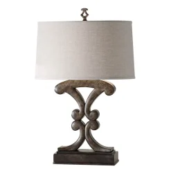 Elstead Tischlampe Stoff Metall 65 cm Schwarz antik Creme E27* Tischlampen|Schlafzimmer Lampen