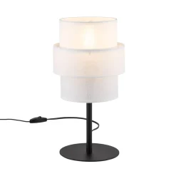 Sale TK Lighting Tischlampe Stoff Metall 38 cm hoch Schwarz Weiß E27