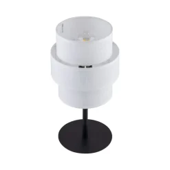 Sale TK Lighting Tischlampe Stoff Metall 38 cm hoch Schwarz Weiß E27