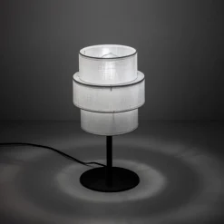 Sale TK Lighting Tischlampe Stoff Metall 38 cm hoch Schwarz Weiß E27