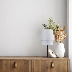 Sale TK Lighting Tischlampe Stoff Metall 38 cm hoch Schwarz Weiß E27