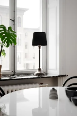 By Rydéns Tischlampe Stoff Metall E27 59,5 cm in Schwarz Silber* Wohnzimmerlampen|Schlafzimmer Lampen