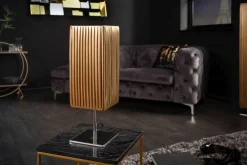 Invicta Interior Tischlampe Stoff Metall H:44 cm E27 in Schwarz Gold* Tischlampen|Schlafzimmer Lampen