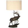 Elstead Tischlampe Stoff Resin Hirsch 80cm Bronze antik Natur* Tischlampen|Schlafzimmer Lampen