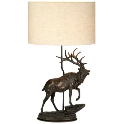 Elstead Tischlampe Stoff Resin Hirsch 80cm Bronze antik Natur* Tischlampen|Schlafzimmer Lampen