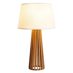 Online Elstead Tischlampe Stoff Teak Holz Furnier Stoff 66 cm E27