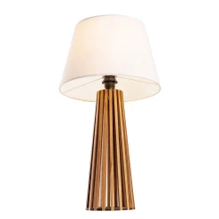 Online Elstead Tischlampe Stoff Teak Holz Furnier Stoff 66 cm E27