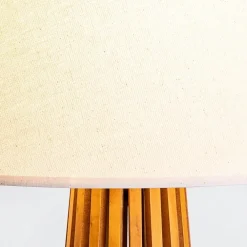 Online Elstead Tischlampe Stoff Teak Holz Furnier Stoff 66 cm E27