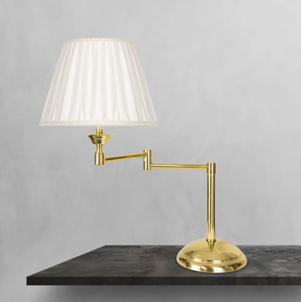 Giovanni Battista Tischlampe verstellbar 47,5 cm Messing Stoff E14* Tischlampen|Schlafzimmer Lampen